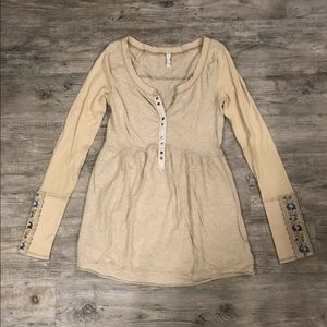 Free People Disco Longsleeve Floral Cuff Tunic